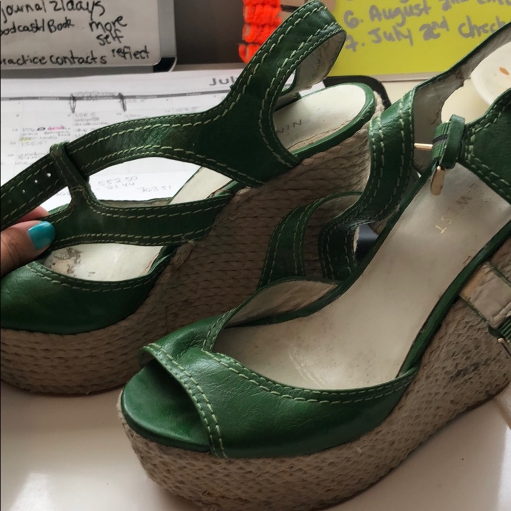 Nine West green wedges